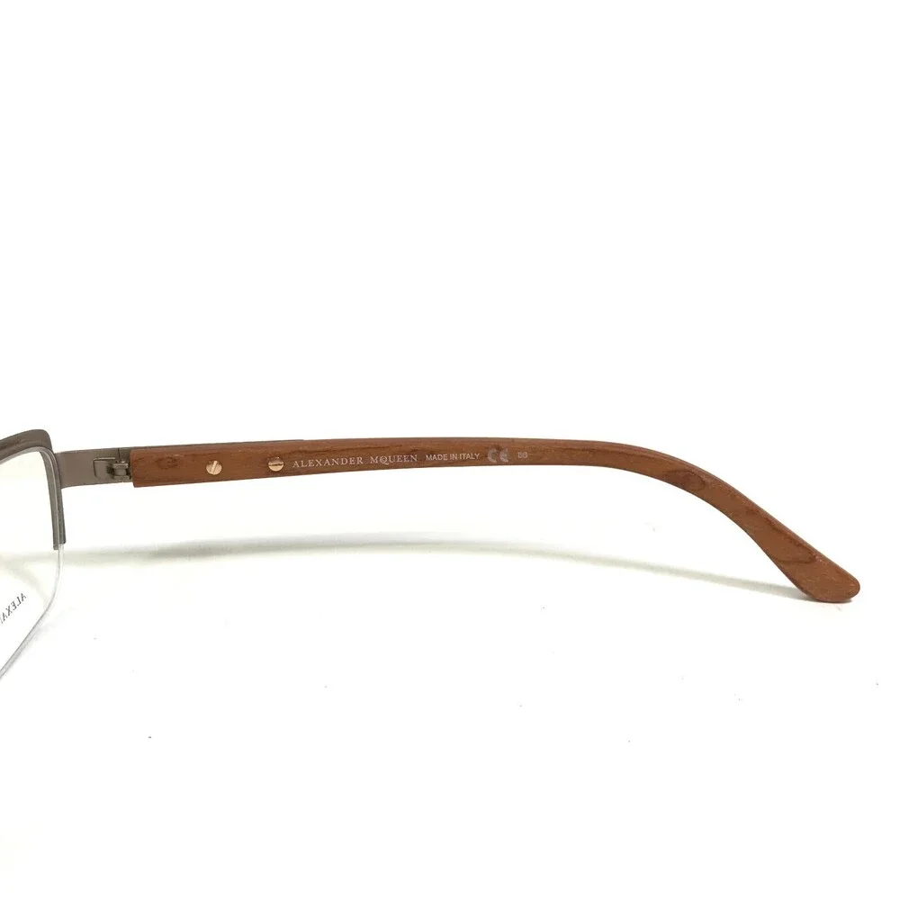 Alexander McQueen Eyeglasses Frames AMQ4183 WCX Matte Gold Brown Wood 53-18-135